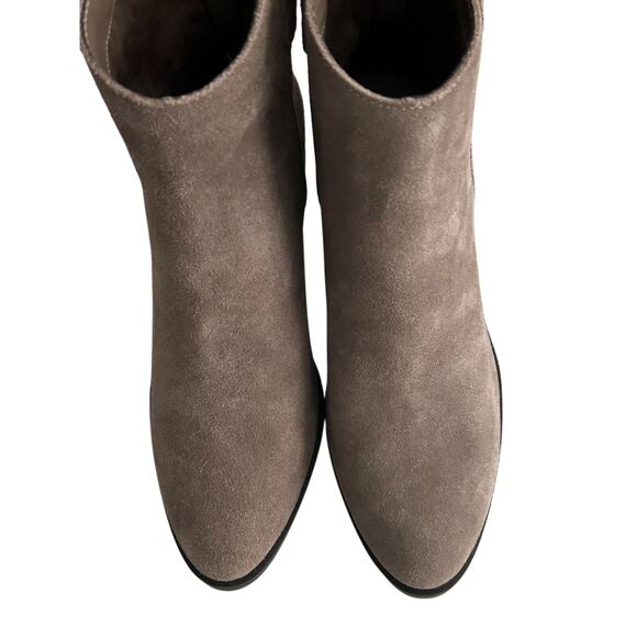 NWOB Mia Pewter Leather Suede Short Boots Zipper Stacked Heel-8M - Picture 4 of 13